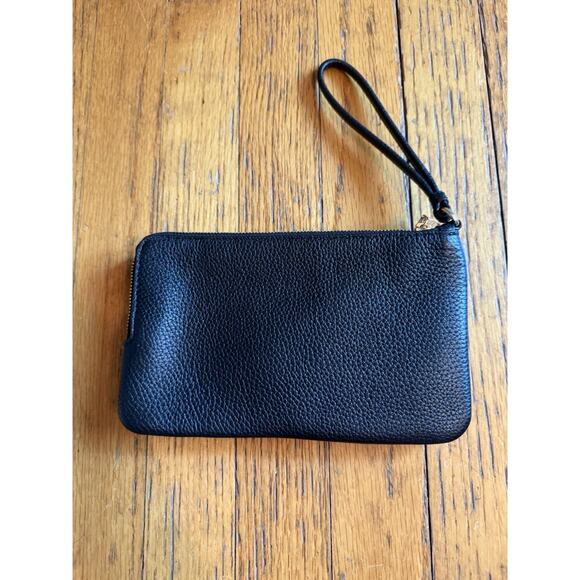 Coach Double Zip Wallet Black Pebbled Leather NWOT - Picture 3 of 5